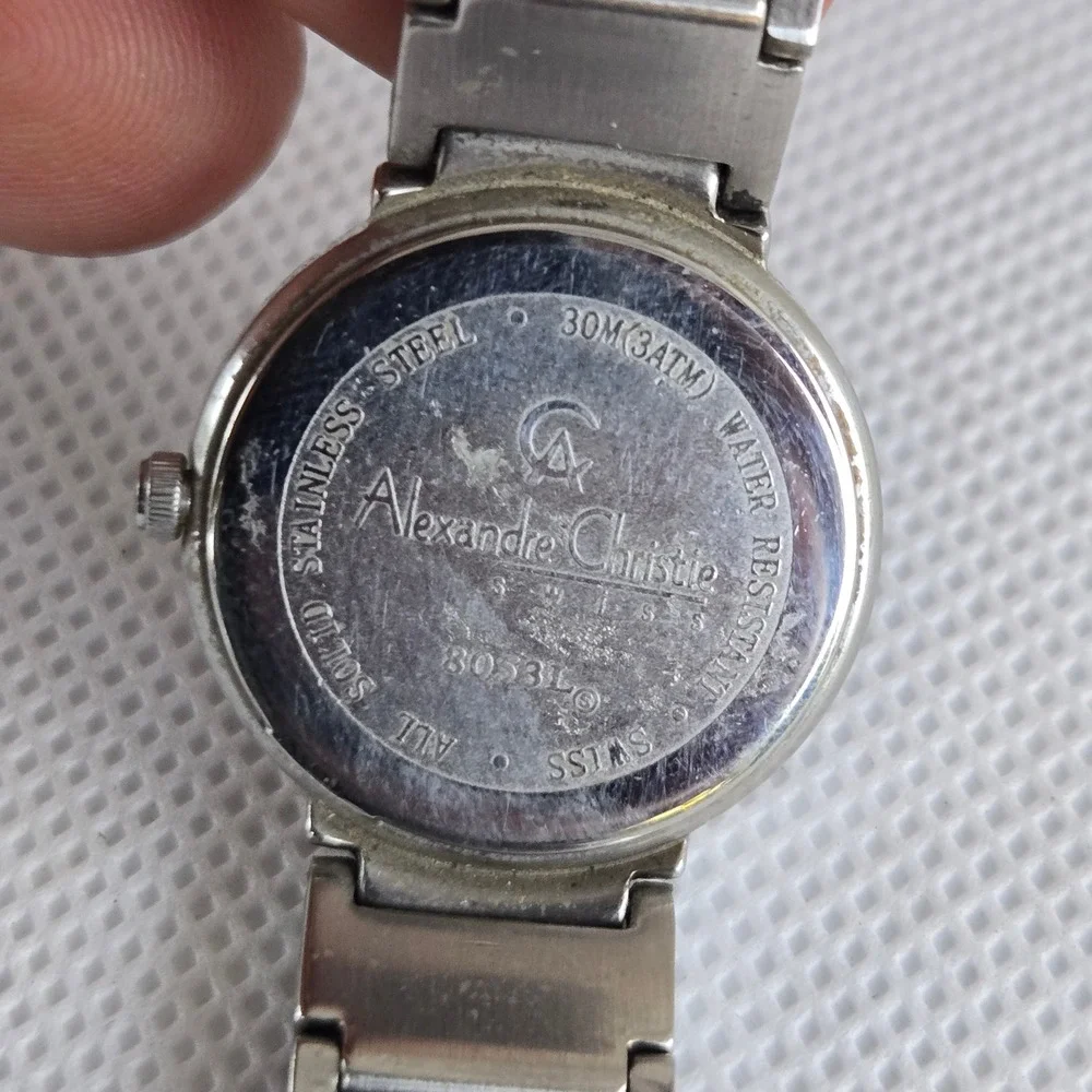 Alexandre Christie 8053L Watch Womens Silver Blue Dial Sapphire 5.5